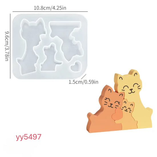 3 Kişilik Mutlu Kedi Ailesi Mum Biblo Silikon Kalıp – Sevimli ve Şık Dekoratif Hediye!